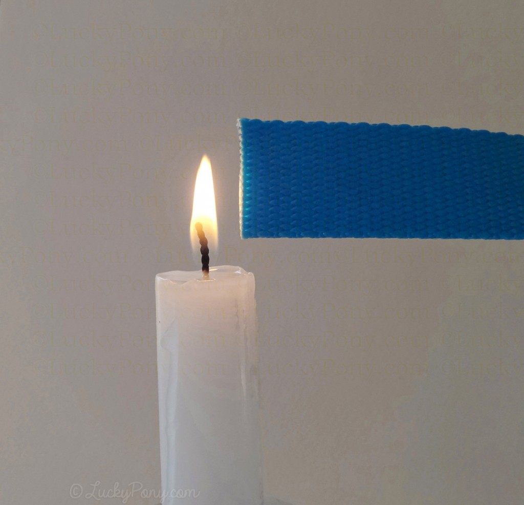 To seal the ends of freshly cut nylon, hold the edge about .25 inch from a candle flame