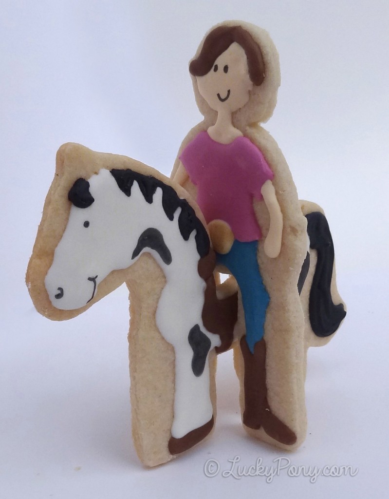 Horse and rider stand-up cookie