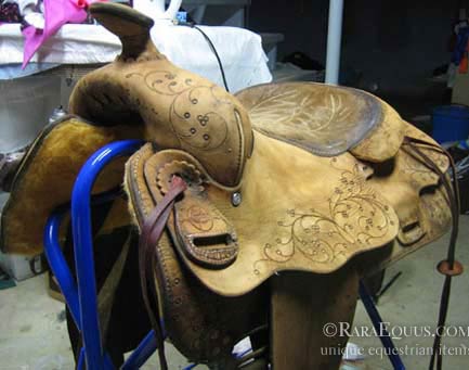 Restored Ladies Western Saddle with Feminine Tooling