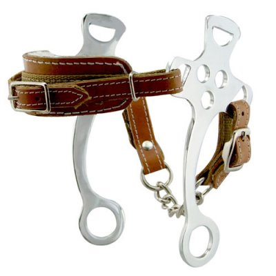 English Hackamore - Leather with Fleece Lined Nose & 5in Shank
