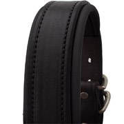 Luxury Padded Leather Halter - Black with Black Padding - Brass