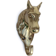 4in Horse Head Hook - Brass