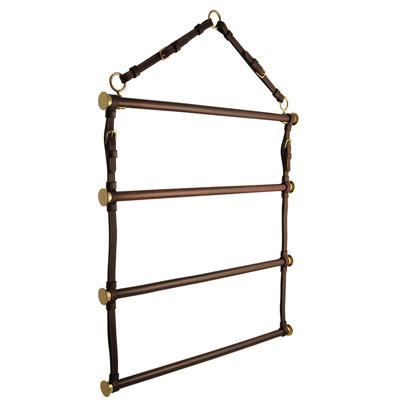 Luxury Leather & Wood Blanket Rack