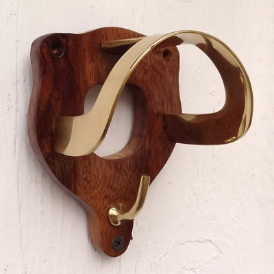 Woodgrain Base Plain Bridle Bracket - Brass