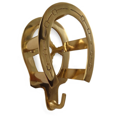 Horse Shoe Shaped Bridle Rack - Polished Brass -  XL