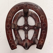 Horseshoe Shaped Bridle Rack - Brown Patina