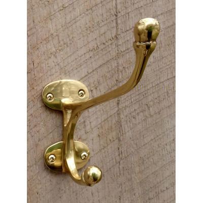  Vintage Style Polished Brass Harness Hook 