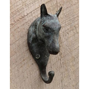 4in Horse Head Hook - Patina