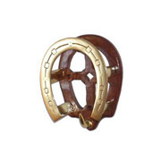 Wood Base Horse Shoe Bridle Bracket - Brass