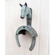 Horse Head Bridle Bracket - Green Patina