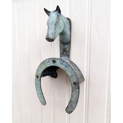 Horse Head Bridle Bracket - Green Patina