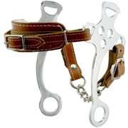 English Hackamore - Leather with Fleece Lined Nose & 5in Shank