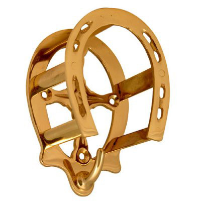 Solid Brass Bridle Rack - Horseshoe