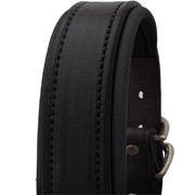 Luxury Padded Leather Halter - Black with Black Padding - Stainless