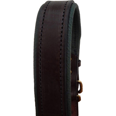 Luxury Padded Leather Halter - Brown with Hunter Green Padding