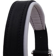 Luxury Padded Leather Halter - Black with White Padding