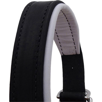 Luxury Padded Leather Halter - Black with White Padding