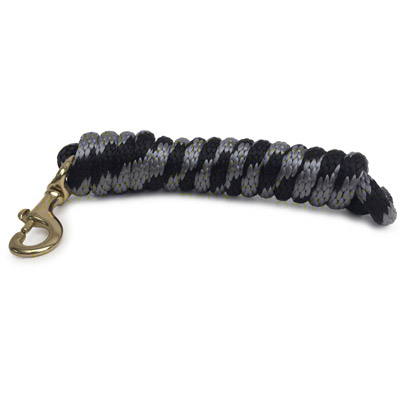 9ft Horse Lead - Poly Rope - Charcoal Grey and Black