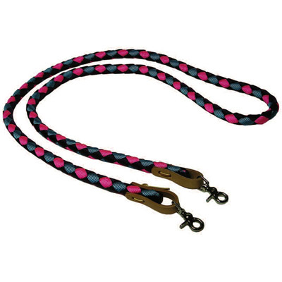 8' Braided Nylon Horse Rein with Water Straps - Large Diameter