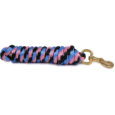 9ft Horse Lead - Poly Rope - Pink Blue Black