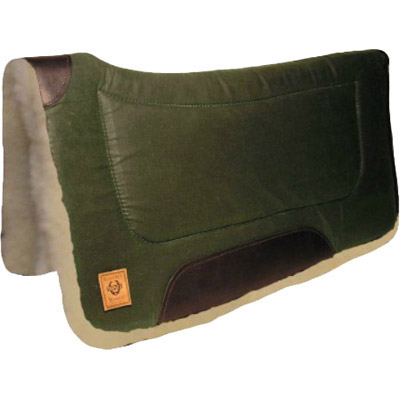 Contoured Rugged Ride Western Saddle Pad- 100% Lambswool- Waxed Cotton Top 