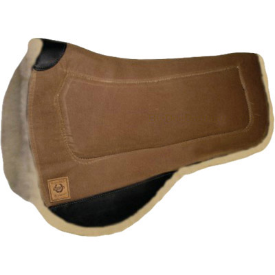 100% Lambswool Western Saddle Pad - Waxed Cotton Top - Round Pad