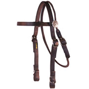 Brow Band Headstall with Rosettes and Buckles