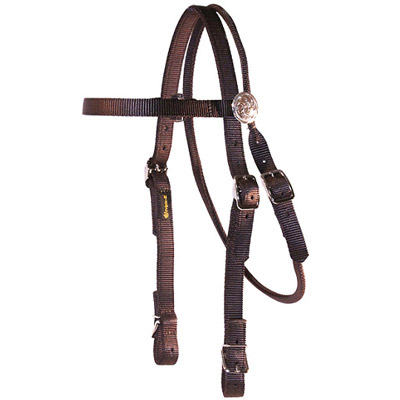 Brow Band Headstall with Rosettes and Buckles