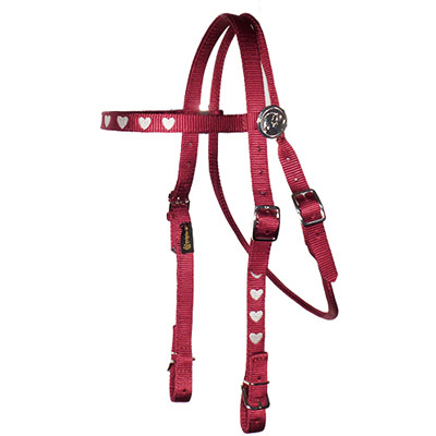 Brow Band Headstall with Embroidery and Decorative Rosettes