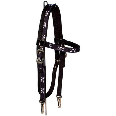 Black Skulls Nylon Horse Headstall Bridle