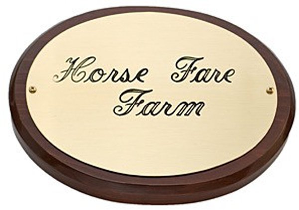 Custom Engraved Oval Stall Name Board with Plate