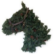 Horse Head Shaped Greenery Christmas Wreath - Medium
