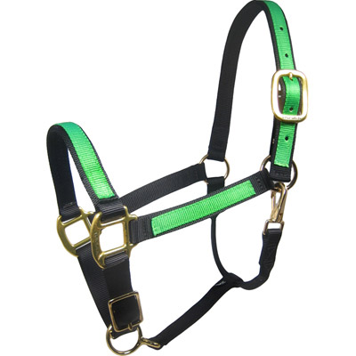 Black & Lime Nylon Overlay Halter 