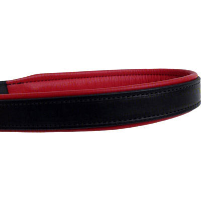 Padded Leather Halter - Black with  Red Lining