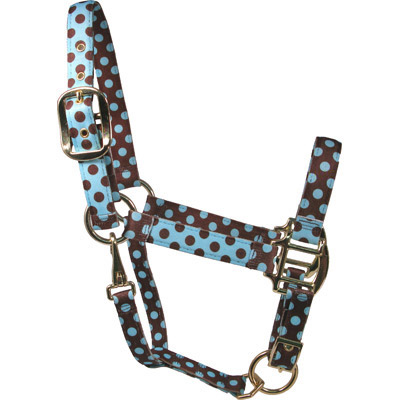 Brown and Blue Polka Dot Horse Halter