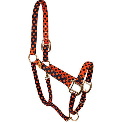 Halloween Orange & Black Polka Dot Horse Halter