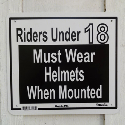 Riders under 18 Must Wear Helmets  - Large Barn Sign