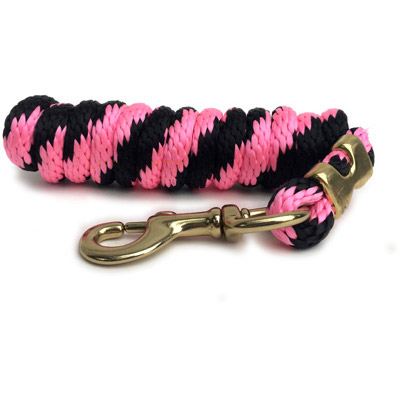 9ft Horse Lead - Poly Rope - Black and Hot Pink