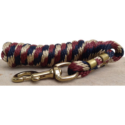 9ft Horse Lead - Poly Rope - Navy Burgundy Tan