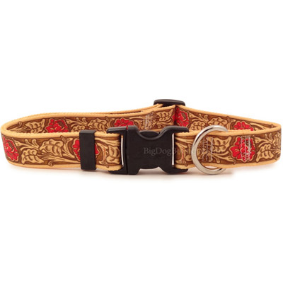 Faux Tooled Leather Dog Collar