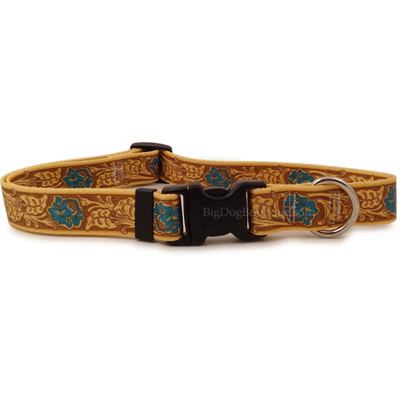 Faux Tooled Leather Dog Collar